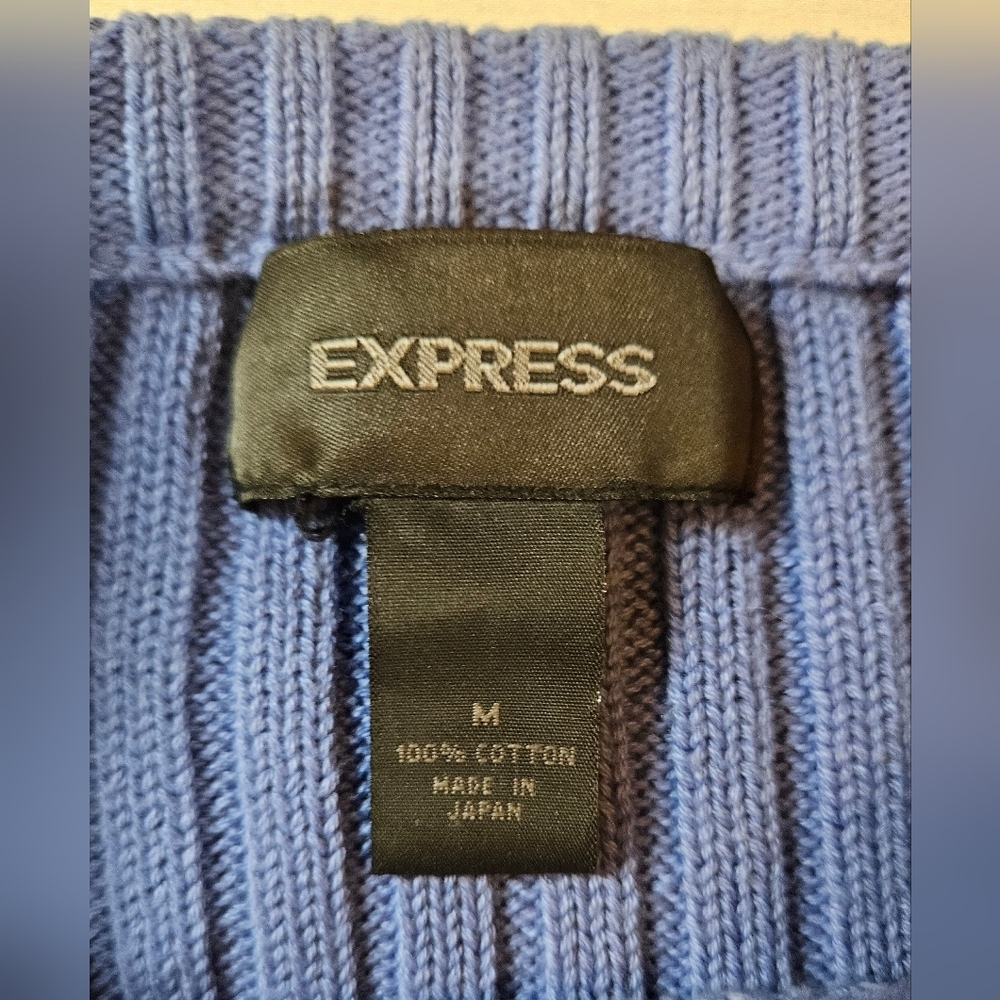 Express Womens Periwinkle Blue Long Sleeve Crewneck Pullover Sweater Size Medium - Picture 4 of 8